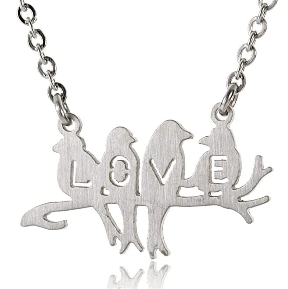 Love Birds Silver Necklace